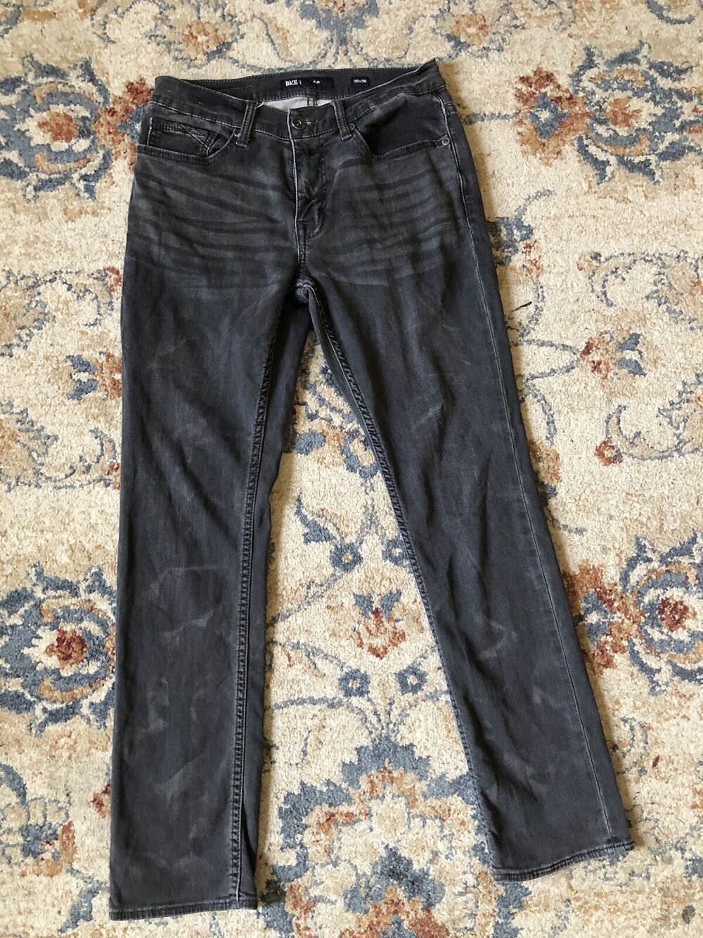 BKE Alec Black Jeans 30x30 Straight Leg Buckle Denim Distressed